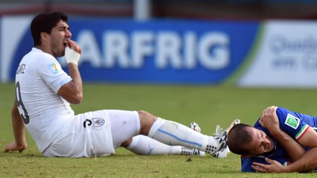 La morsure de Luis Suarez qui lui a coûté neuf matches de suspension en sélection
