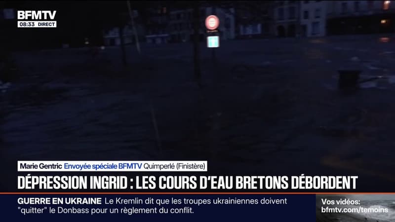 À Quimperlé, la Laïta est sortie de son lit et inonde les rues de la ville