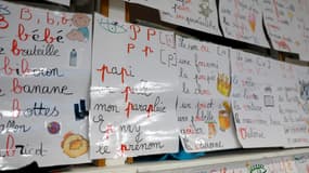 Mur d'apprentissage dans une école d'Epinay-sur-Seine, le 15 mars 2022