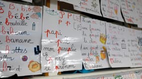 Mur d'apprentissage dans une école d'Epinay-sur-Seine, le 15 mars 2022