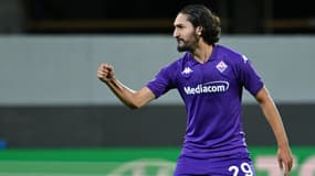 Yacine Adli célèbre son but lors du match de Conference League entre la Fiorentina et The New Saints FC (2-0), le 3 octobre 2024