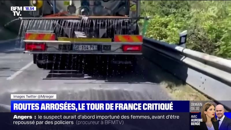 En pleine canicule, l'arrosage des routes du Tour de France crée la polémique