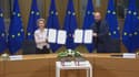 Les images de la signature de l’accord post-Brexit par les dirigeants européens