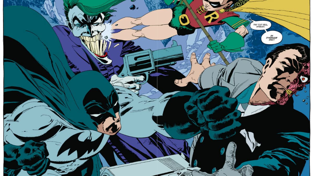 Le Joker, Robin, Batman et Double-Face dans Amère victoire. Le Joker, Robin, Batman et Double-Face dans Amère victoire.