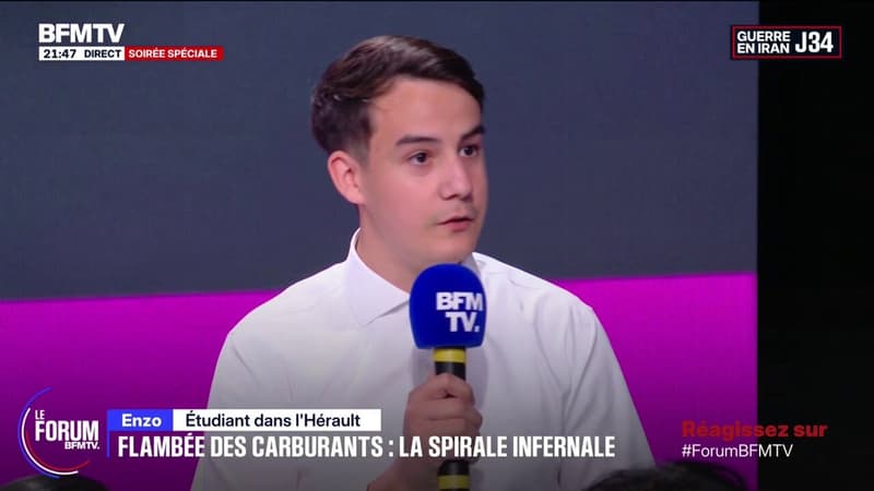 FORUM BFMTV - "Concrètement, je fais 50 kilomètres pour aller travailler tous les matins et 50 kilomètres retour", témoigne Enzo Houde, étudiant dans l'Hérault