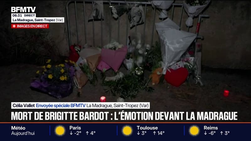 Mort de Brigitte Bardot: des fleurs commencent à être déposées devant la Madrague, propriété acquise par l'actrice en 1958 à Saint-Tropez