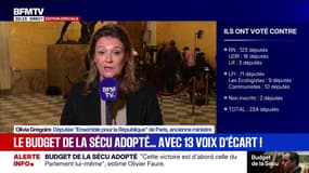 "C'est un budget qui ne me satisfait pas", déclare Olivia Grégoire (EPR) après l'adoption du budget de la Sécurité sociale