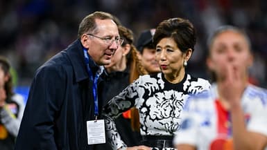John Textor et Michele Kang avant le match entre l'OL et le PSG (3-0, finale D1 Arkéma), le 17 mai 2025