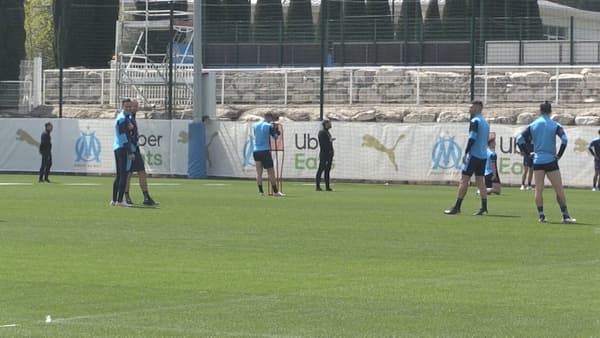 Les Marseillais à l'entraînement, avec Thauvin et Alvaro, le 22 avril 2021.