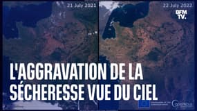 Vue du ciel, l'aggravation des effets de la sécheresse en France