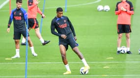 Presnel Kimpembe à l'entraînement avec le PSG, le 9 septembre 2022.
