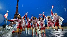 Une partie de la délégation canadienne lors de la cérémonie d'ouverture des JO de paris 2024