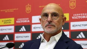 Luis De La Fuente, sélectionneur de l'Espagne, en conférence de presse le 1er septembre 2023