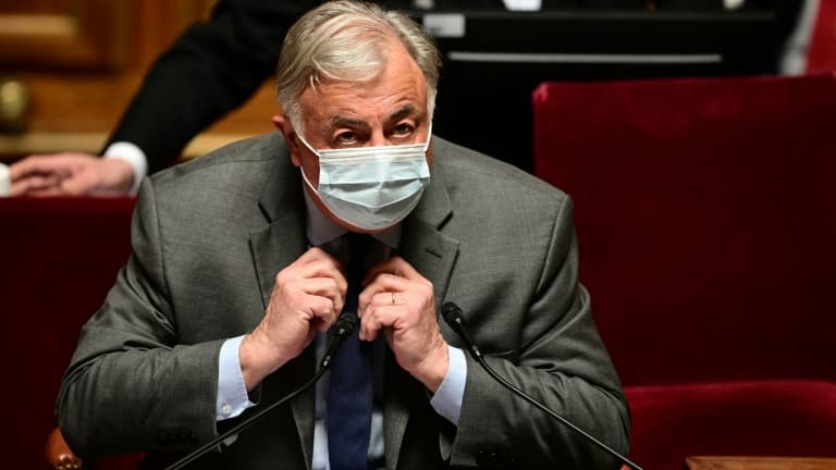Le président du Sénat Gérard Larcher, le 1er avril 2021, au sénat à Paris (photo d'illustration)