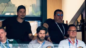 Zlatan Ibrahimovic et Mino Raiola, à Moscou le 17 juin 2018