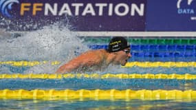 Maxime Grousset lors de la finale du 100m papillon aux Championnats de France, le 19 juin 2025.