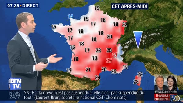 Températures du mercredi 25 avril l'après-midi. 