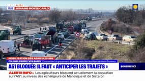 Colère des agriculteurs: l'A51 bloquée, la gendarmerie appelle à "anticiper les trajets"