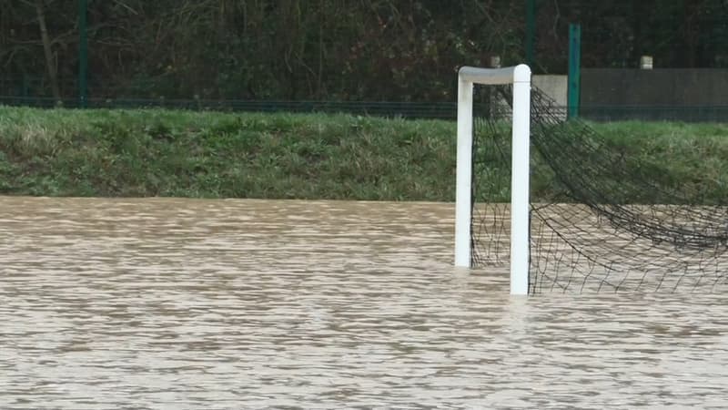 La commune de Blendecques sous l'eau le 2 janvier 2024.