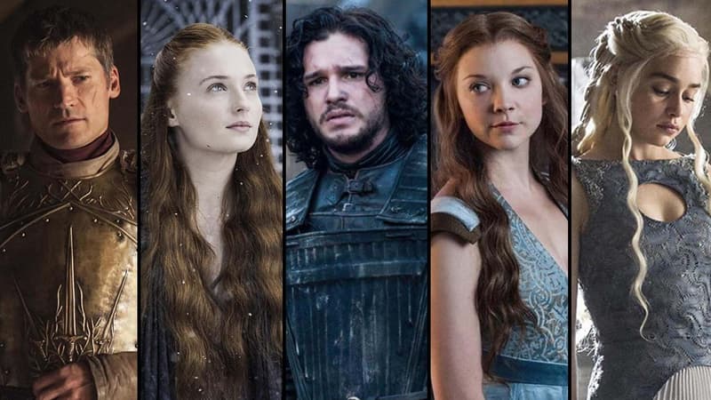 Game of Thrones: Jaime Lannister, Sansa Stark, Jon Snow, Margaery Tyrell et Daenerys Targaryen