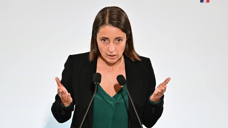 La secrétaire générale de la CGT Sophie Binet lors de la Conférence sociale le 16 octobre 2023 à Paris