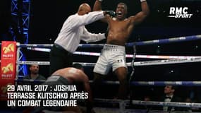 29 avril 2017 : Joshua terrasse Klitschko après un combat légendaire