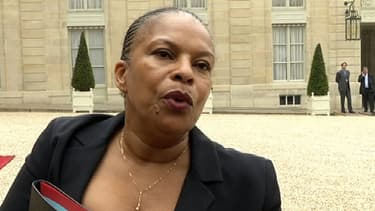 La Garde des Sceaux Christiane Taubira à la sortie du Conseil des ministre, mardi 7 mai 2013.
