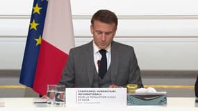 Emmanuel Macron à  la conférence humanitaire pour la population civile de Gaza, à Paris, le 9 novembre 2023.
