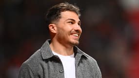 Le Toulousain Antoine Dupont tout sourire avant le match de son équipe, 12 octobre 2025