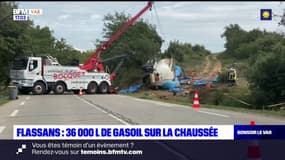 Var: un camion transportant 36.000 litres de gasoil se couche sur la chaussée à Flassans