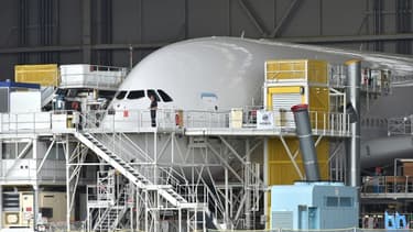 Un avion Airbus à l'usine de Toulouse-Blagnac en juin 2017