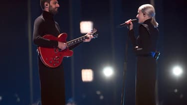 Madame Monsieur lors de la finale de l'Eurovision 2018, le 12 mai à Lisbonne