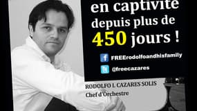 Cette affiche a été imprimée après le cap des 450 jours de détention de Rodolfo Cazares.