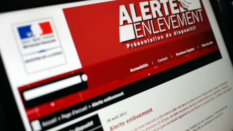 Photo prise le 28 août 2012 à Paris du site internet du ministère de la Justice présentant le dispositif "Alerte enlèvement".