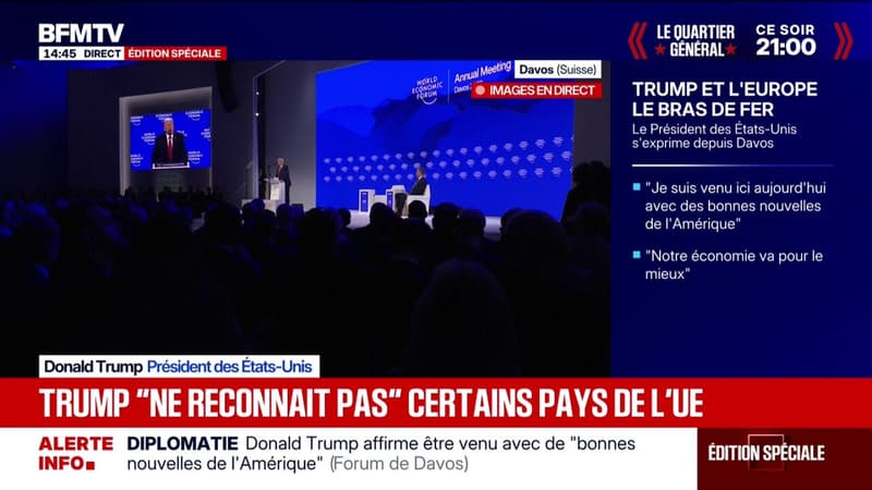 Davos: "on augmente les droits de douane contre les nations qui sont mauvaises contre nous" argumente Donald Trump