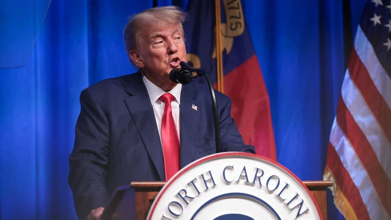 Donald Trump s'exprime lors de la convention annuelle du parti Républicain à Greensboro, en Caroline du Nord, le 10 juin 2023