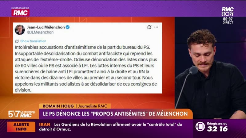 Le PS dénonce les "propos antisémites" de Mélenchon