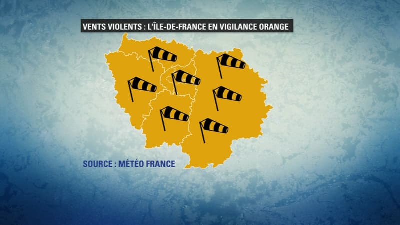 L'Ile-de-France est placée en vigilance orange vent fort.