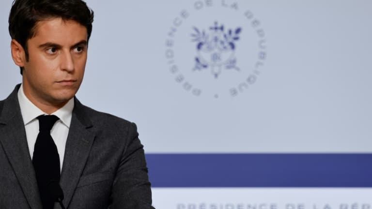 Gabriel Attal, porte-parole du gouvernement, lors d'une conférence de presse à l'Elysée, le 10 novembre 2021