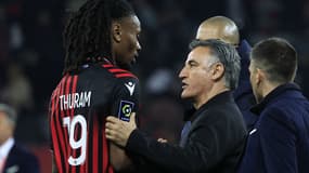 Khephren Thuram et Christophe Galtier après Nice-PSG, 8 avril 2023