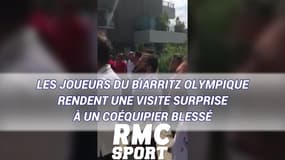 Les joueurs du Biarritz Olympique rendent une visite surprise à un coéquipier blessé