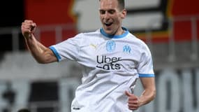 L'attaquant polonais de Marseille, Arkadiusz Milik, fête un but lors du match de Ligue 1 à Lens, le 3 février 2021