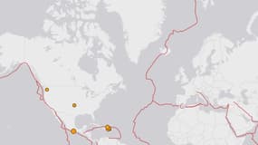 Selon l'Institut américain de géologie, l'épicentre du séisme est situé 316 km d'îles abritant une base de recherche britannique en Antarctique, sur le point rouge de la carte