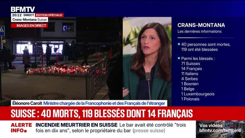 Incendie à Crans-Montana: "Les 14 Français blessés ont été pris en charge", déclare Éléonore Caroit, ministre chargée de la Francophonie et des Français de l'étranger