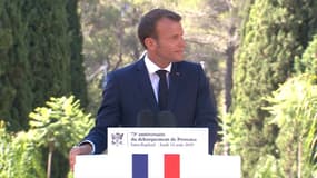 Emmanuel Macron lors de son discours à Saint-Raphaël, le 15 août 2019