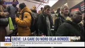 La gare du Nord déjà bondée, les quais du RER B noirs de monde