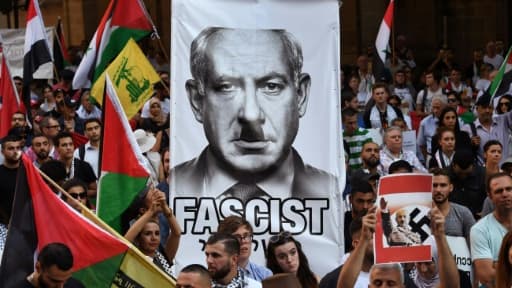 Des militants pro-palestiniens à Sydney le 23 février 2017 accusent Netanyahu de crimes de guerre