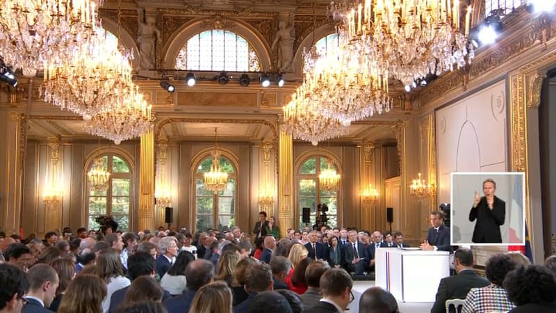 La salle de l'Élysée ou s'est tenue la conférence de presse, ce jeudi soir.