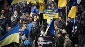 Des manifestants en soutien à l'Ukraine ce dimanche dans les rues de Toulouse.