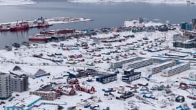 Une vue aérienne de Nuuk, la capitale du Groenland, au 13 janvier 2026.